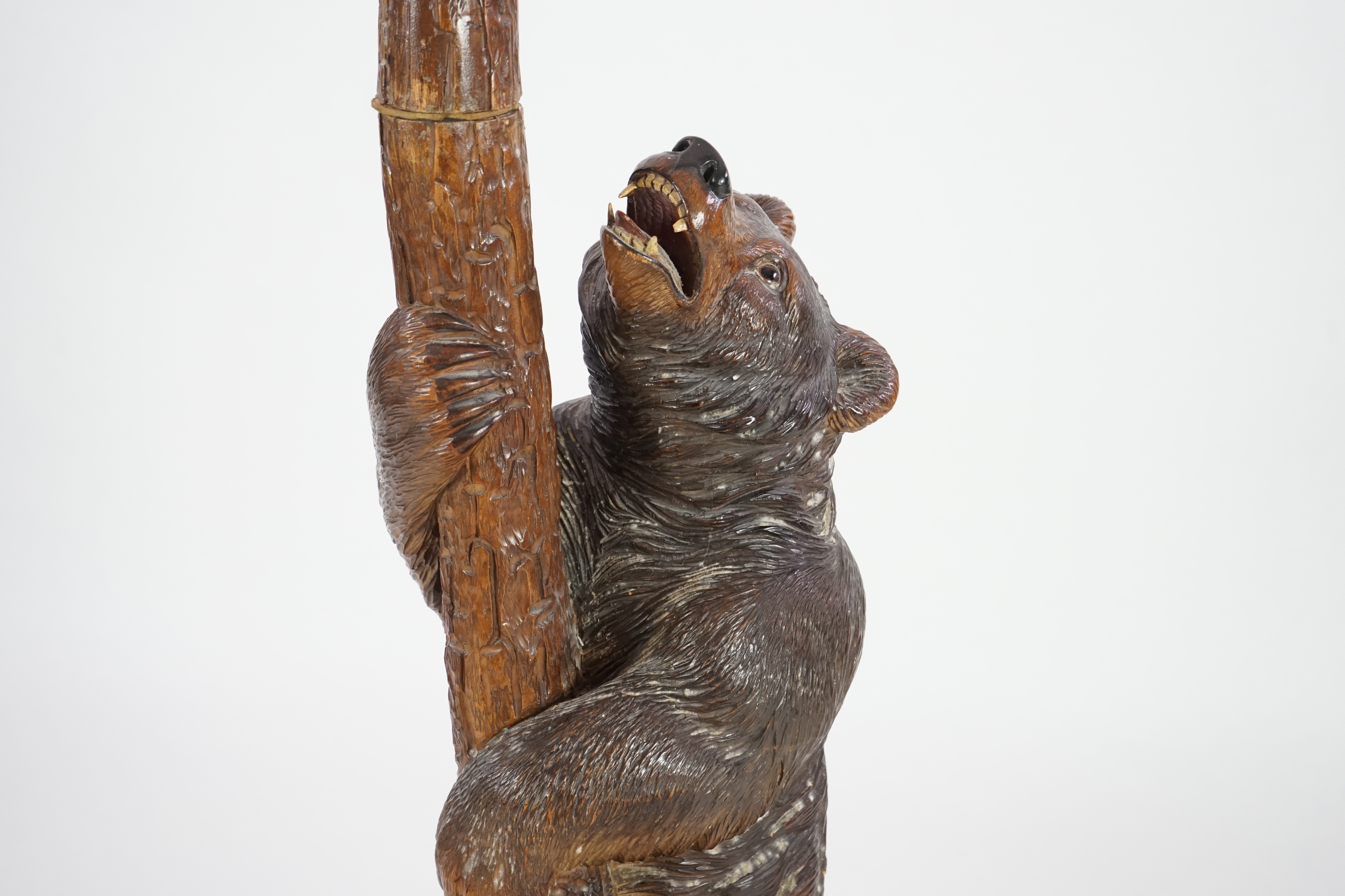 A 19th century Black Forest carved wood bear and cub hall stand